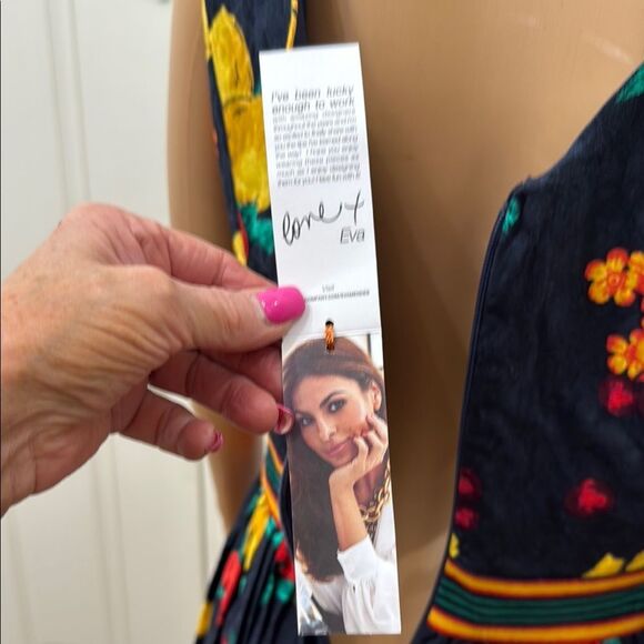 Eva Mendes New York & Company Blue Yellow Red Sleeveless Midi Sz 4 Sundress New - Picture 14 of 17